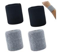 4pcs Muñequeras Deportivas,Bandas Absorbentes De Muñeca Mujer, Hombre, Niños para El Sudor Baloncesto,Tenis,fútbol,Correr,Trabajo