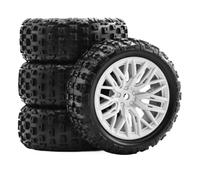 4pcs neumáticos de Goma de 67 mm 12 mm Hex compatibles con 1 18 2s GROM RC Car Universal Fit Accessors de reemplazo de reemplazo de posventa(White)