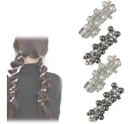 4PCS No Damage Soft Elastic Spiral Hair Ties, Subsistenceed Pearl Spiral Telephone Cord Hair Ties for Women, Comfy Ponytail Holders for Women Girls (B,One Size)