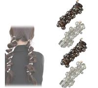 4PCS No Damage Soft Elastic Spiral Hair Ties, Subsistenceed Pearl Spiral Telephone Cord Hair Ties for Women, Comfy Ponytail Holders for Women Girls (C,One Size)