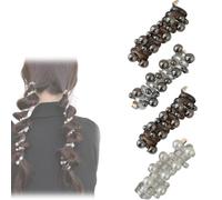 4PCS No Damage Soft Elastic Spiral Hair Ties, Subsistenceed Pearl Spiral Telephone Cord Hair Ties for Women, Comfy Ponytail Holders for Women Girls (D,One Size)