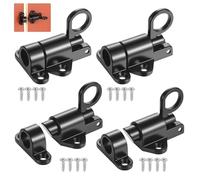 4pcs Pernos de Puerta Automático,Pestillo de Cierre Automático, Pernos de Puerta con Bloqueo Automáticos,Pestillo Deslizante con Resorte negro para ventanas, cobertizos, armarios, puertas de madera