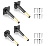 4Pcs Pies De Muebles Cónicos De Metal Reemplazo, Resistente Vertical Patas De Mesa Para Mesa De Centro/Mesita De Noche/mueble De Televisión/Sillas, Soporte Estable, Fácil De Instalar(Blackgold,60cm)