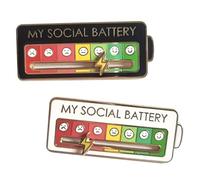 4Pcs Pin Esmaltado My Social Battery, Badge Estado Ánimo 7 Niveles Emoji, Pin Introvertido, Pin Bonito Negro Blanco Regalo Divertido(MB4pcs)