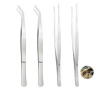 4PCS Pinzas de Precision, 25cm Pinzas Curvas de Acero Inoxidable Pinza Rectas Pinzas de Cocina con Puntas Dentadas de Precisión Antideslizantes para el Paisajismo La Cocina el Trabajo Industrial