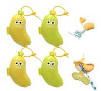 4pcs Portacepillos de dientes con forma de plátano portátil funda cepillo dientes mit dispensador de pasta dental dos en uno banana toothbrush case toothbrush cover apto para uso diario y viajes