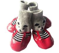 4pcs Protectores de Perros Calcetines contra el Antideligente, Zapatos de Lluvia para Pequeños con Correa Hombro Ajustable, Juego 4, Hecho Goma, Fácil Limpiar y Lavar (Rojo_M)
