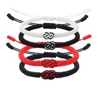4PCS Pulsera Pareja, Pulsera Amistad, Pulsera de la Suerte Kabbalah, Regalo Para Parejas, Pulsera Hilo Rojo, Regalo Pareja Hombre Bracelet, BisuteríA Ajustable Para Parejas y Amistades, Para Mujer y H