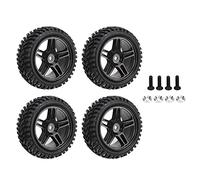 4PCS RC Car Wheels Pentagram Design | 1/16 Scale Replacement Tires | Rubber & Plastic Sturdy Tires for Rough Terrain/Off - Road RC Cars | Black