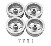 4Pcs RC On Road Wheels Rims, Aluminum Alloy Wheel Rims for MN82 LC79 RC Car On Road Racing Touring RC Drift Car (Silver)
