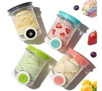 4pcs Recipientes Creami compatibles con Ninja Swirl NC700 NC701 EU Serie, Recipiente para Ninja Creami Swirl, 480 ML Recipiente de Helado con Tapas, libres de BPA, Accesorios para Máquina de Helados