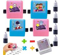 4Pcs Roller Digital Teaching Stamps, Maths Roller Stamp Set for Kids, Reusable Math Stamp Rollers for Preschool Classroom Supplies & Home Learning (5Pcs)