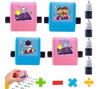 4Pcs Roller Digital Teaching Stamps, Maths Roller Stamp Set for Kids, Reusable Math Stamp Rollers for Preschool Classroom Supplies & Home Learning (4Pcs)