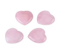 4pcs Rose Quartz Talled Heart Rink Crystal, 1.0x1.0x0.4 Pulgada, 2.65 G/Cm³, 1 Cm de Espesor, 35 G de Piedra Curativa, Fichas Románticas, Decoración de Piedras Preciosas Semi