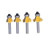 4Pcs Router Bit Set, 14in/ Shank Round Over Flush Trim Tool Kit, Carbon Steel Alloy Head for Woodworking, Includes 4 Sizes Diameter 18in/ to 516in/, Ideal for