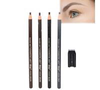 4pcs Sacapuntas de Lápiz de Cejas Maquillaje de Salón Profesional Impermeable Microblading Juego de Lápices de Cejas, para Maquillaje de Belleza, 2pcs Marrón, 1pc Gris, 1pc Negro, para un Look de Maqu