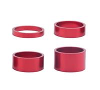 4Pcs / Set 5/10/15/20Mm Auriculares de Aleación Aluminio Stem Spacer 28.6Mm Tapa Arandela Horquilla para Ciclismo Carretera, Rojo