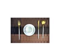 4PCS/Set Placemats Table Mat Weave Stripe Pads Mats Dinner Kitchen Waterproof Washable para restaurantes(Stripe Brown)