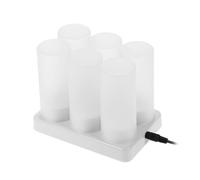 4pcs/set Rechargeable LED Flickering Flameless Candles Tealight Candles Lights with Frosted Cups Charging Base Yellow Light AC100-240V(with batteries)