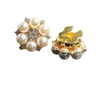 4pcs Shirt Decoration Pearl Flower Buttons, No Need For Sewing, Suit Dress Accessories para manualidades, bodas(Golden)