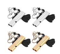 4pcs silbato metal de emergencia de sonido potente ZoomSky silbato oro y plata de árbitro de entrenadores con 4 cordón de muñeca para supervivencia de niño, motaña, deporte, fútbol arbitro, entrenador