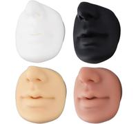 4pcs Silicone Piercing Practice Lips, Realistic Nose Lip Mouth Model for and Piercing Training, Includes Light Dark Black White Skin Tones for Semi Permanent Lovely and attractive