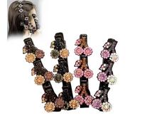 4pcs Sparkling Crystal Stones Braided Hair Accessories, 2024 New Ladies Braided Hair Clips, Ladies Satin Hair Clips (D)