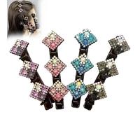 4pcs Sparkling Crystal Stones Braided Hair Accessories, 2024 New Ladies Braided Hair Clips, Ladies Satin Hair Clips (E)