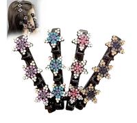 4pcs Sparkling Crystal Stones Braided Hair Accessories, 2024 New Ladies Braided Hair Clips, Ladies Satin Hair Clips (C)