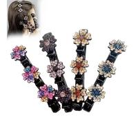 4pcs Sparkling Crystal Stones Braided Hair Accessories, 2024 New Ladies Braided Hair Clips, Ladies Satin Hair Clips (B)