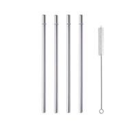 4pcs Stainless Steel Reusable Straws With Cleaning Brush 9.5-inches Straight Metal Straw 64