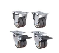 4PCS Swivel Casters Wheels 1.5" / 2" Heavy Duty Soft Rubber Roller Furniture Caster With Brake For Platform Trolley(A,2 inch)
