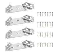 4pcs Thickened Black Stainless Steel 90 Degree Right Angle Fixed Bracket For Wood Furniture Connectors(Sliver 4pcs)