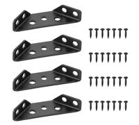 4pcs Thickened Black Stainless Steel 90 Degree Right Angle Fixed Bracket For Wood Furniture Connectors(Black 4pcs)