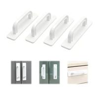 4PCS tiradores autoadhesivos 10X2,5cm tirador adhesivo tirador no requiere perforación puerta corredera tiradores puerta exterior adecuado para cocinas balcones armarios cajones y ventanas blanco
