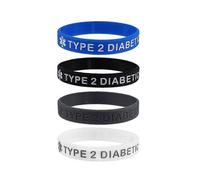 (4pcs Type 2 diebetes) X2 Type one 1 2 Two Diabetes Warfarin Medical Alert Silicone Wristband Medical Alert Bracelet