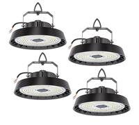 4pcs UFO LED Lámpara Alta Bahía 300W 51000lm, Focos LED Industrial 5000K Blanco Frío, 90° Angle Taller Lámpara, IP65 Impermeable UFO Highbay lamp para Garaje/Fábrica/Almacén/Estadios Deportivos