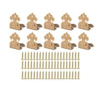 4Pcs Vintage Pure Brass Hollow Cloud Pattern Corner Guards, Antique Hardware Desk Wooden Edge Jewelry Gift Box Cabinet Three Sides Full Encase Guard for Tabletop Wood Furniture Case