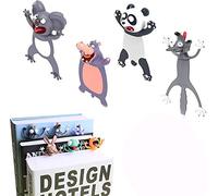 4PCS Wacky Bookmark Palz - 3d Stereo Kawaii Cartoon Bookmark, 3D Animal Wacky Bookmarks, Cute Book Marks for More Fun Reading