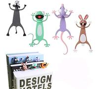4PCS Wacky Bookmark Palz - 3d Stereo Kawaii Cartoon Bookmark, 3D Animal Wacky Bookmarks, Cute Book Marks for More Fun Reading