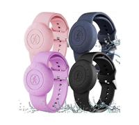 4pcs Waterproof Silicone Wristband Case Holder for Apple Airtag with Kids Safe Design Anti-lost Tracker Protective Cover Strap Accessory
