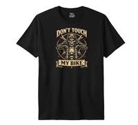 4people Camiseta Biker Hombre Don’t Touch My Bike - Camiseta Moto Vintage con Calavera Motera, Estilo Rock, Algodón Negro (FR/ES, Letras, M, Regular, Regular, Negro)