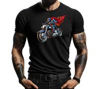 4people Camiseta Negra con Diseño de Superhéroe en Moto Harley - Estilo Original y Exclusivo para Amantes de Motos y Cómics (FR/ES, Letras, XXL, Regular, Regular, Negro)