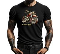 4people Camiseta Negra para Hombre con Diseño Vintage de Motocicleta - An American Legend (FR/ES, Letras, L, Regular, Regular, Negro)