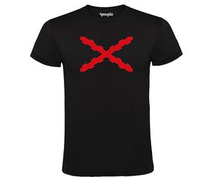 4people Camiseta Negra Tercio Español con Cruz de Borgoña - Diseño Militar, Bandera Española, Inspiración Histórica de los Tercios (FR/ES, Letras, XL, Regular, Regular, Negro)