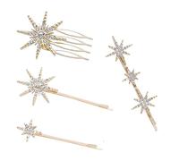 4Piezas Horquillas Pelo Para Mujer Horquillas Luna Estrella Accesorios Estrellas Horquillas para El Cabello con Diamantes de Imitación