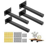 4Piezas Soportes para Estante Soporte Estanterías de Metal,Soporte Pared Balda Flotante Escuadra Industrial,Escuadras Baldas de Hierro Pared Montaje de Estanterias Colgantes Bricolaje Negro(30cm/12in)