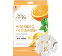 4pk Vitamin C + Collagen Hydrating Face Masks - Mascarilla facial Premium Care That Leaves Skin Replenished & Radiant - Moisturizing, Nutrient-Rich Sheet Masks for Face Promoting Elasticity & Firmness