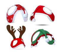 4ps Horse Santa Hat for Christmas - Fleece-Trim Ear Bonnet Fly Cover, Holiday Parade Costume for Horses & Ponies