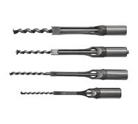 4pzs Brocas de talador de agujero cuadrado para carpinteria Juego de cincel de escopleadura de madera Kits de broca electricas cincel de mortaja DIY